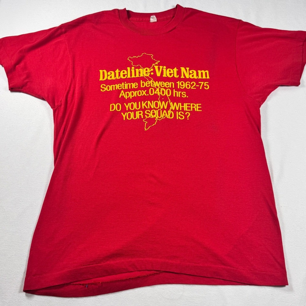 USMC Vietnam War T-Shirt Red XL Single Stitch USA Made Vintage 80s Military